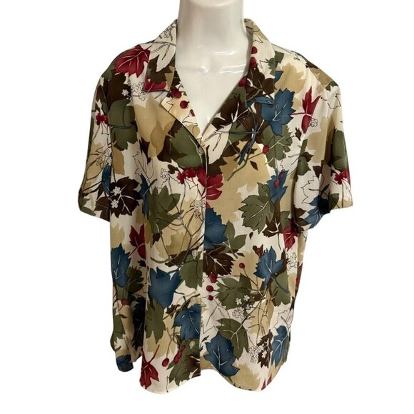 Alfred Dunner Blouse SZ 18 fall leaves Career Chic Autum - Picture 1 of 4